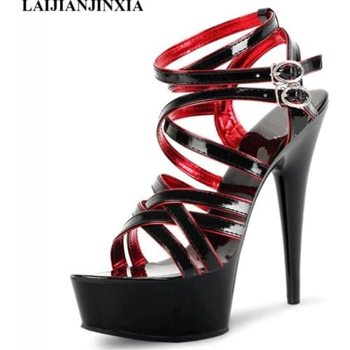 LAIJIANJINXIA New Crystal Sandals 15cm High-Heeled Shoes Platform Gladiator Dance Shoes Womens Shoes Sexy Clubbing High Heels