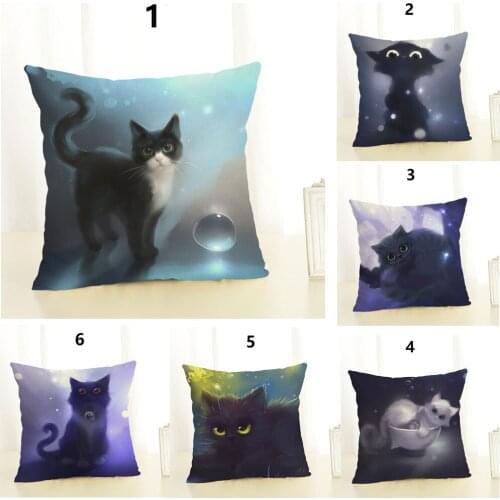 Cute Cat Cushion Covers for Living Room 1 Piece Kids Pillowcase 1 Piece Bedroom Farmhouse Sofa Throw Pillow Cover for Car Decor