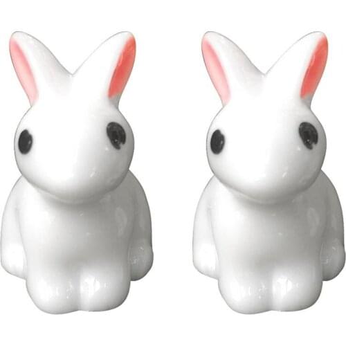 1Pcs Lovely Miniature Garden Mini Rabbit Resin Fairy Ornament Flower Plant Pot Home Figurine Animal Decor Supply