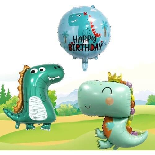 Cartoon Dinosaur Balloon Cute Dinosaur Crown Jungle Animal Foil Balloons Children Birthday Party Decoration Balloon Baby Toy