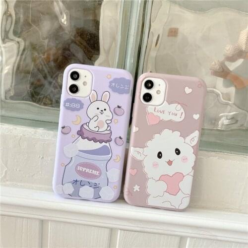 Cute Cartoon Love Heart Rabbit Soft TPU Phone Case For iphone 12 Pro Max Cover For iphone 11 11Pro X XR XS 6S 7 8 Plus Coque