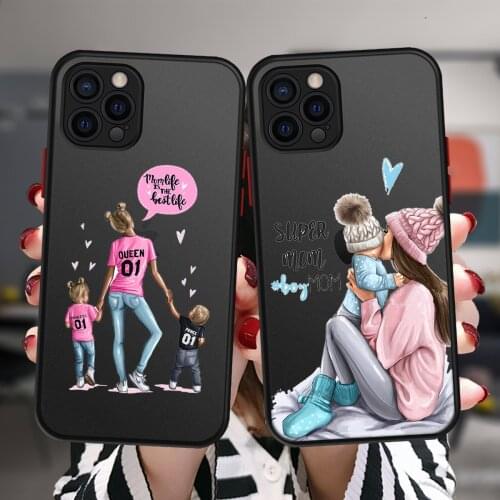 Super Mama Girl Mom Boy Baby Phone Case For iPhone 11 12 Pro Max X XR XS Max 7 8 Plus 6S Mini Soft Bumper Matte Back Cover Coque