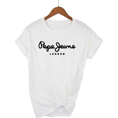 Newest Pepe-Jeans-London Logo T-Shirt Summer Womens Short Sleeve Popular Tees Shirt Tops Unisex