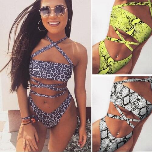 2019 New Style Fashion Hot Women Sexy Summer Beachwear Print Bandage Two-Piece Suits Lady Holiday Swimwear Swimsuit
