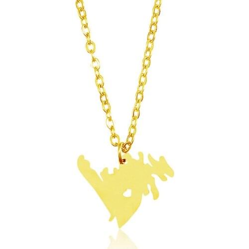 New Newfoundland Map Necklace Gold Silver Color Stainless Steel Newfoundland Map Heart Pendant Necklace Map Memorial Jewellery
