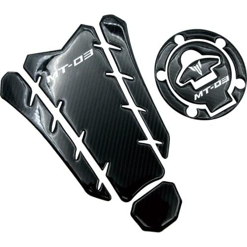 New Motorcycle 3D Carbon Fiber Fuel Gas Cap Cover Tank Protector Pad Sticker Decal For Yamaha MT03 MT-03 YZFR3 YZF-R3 2019 2020