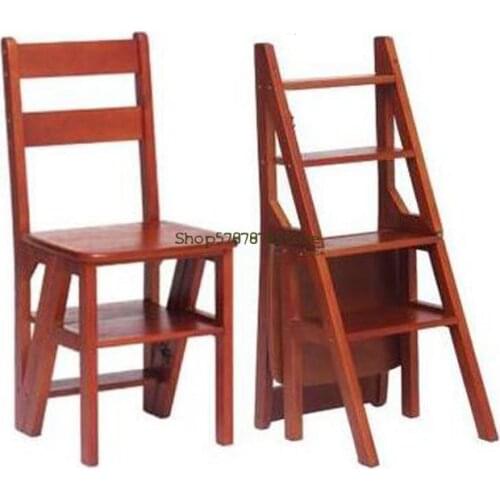 New Family Folding Stair Chair, All Solid Wood Ladder Chair, American Rural Multi-function Ladder Stool, Indoor Climbing Stool