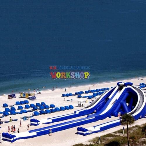 Beach island inflatable water park Giant inflatable hippo Cliffhanger water slide in Sapin