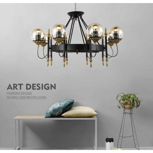 American Country Pendant Lights Retro Industrial Bar Clothing Store Glass Cover Magic Bean Iron Pendant lamps
