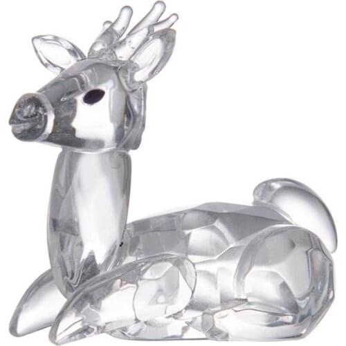 Clear Crystal Animal Glass Deer Fashion Home Decoration Accessories For Living Room Christmas Gift For Children
