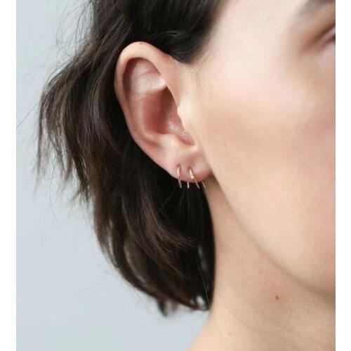 2021 New Arrived Minimal Delicate Simple Rivet Spike Design Jewelry Front Back Double Side 925 Sterling Silver Horn Stud Earring