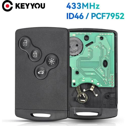 KEYYOU For Renault Megane Scenic Laguna Koleos Clio Car Key Card Fob 433MHZ PCF7952 Chip Remote Key Car Key