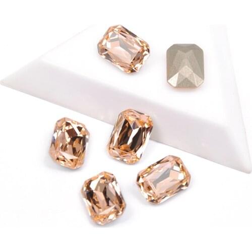 YANRUO 4627 Best Quality Nails Rhinestone Octagon Shape Lt. Peach Color Popular Glass Rhinestones For 3D DIY Nail Art Gems