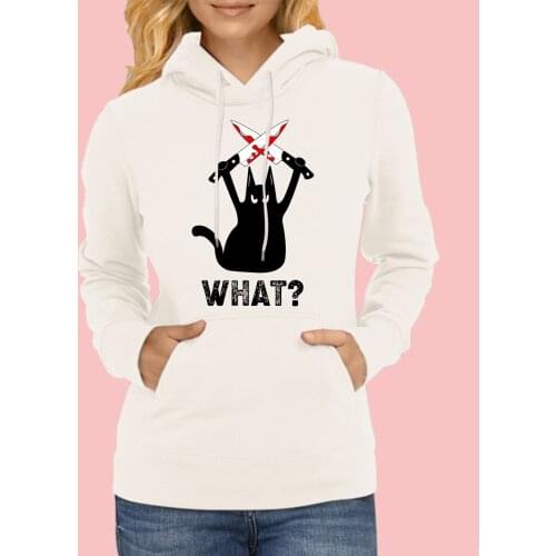 Angry Cats Letter Print Hoodies Women Sweatshirt Fashion Drawstring Long Sleeve Hooded Sweatshirts Autumn Pocket Pullovers Hoody