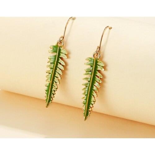 Nature-inspired Jewelry BOTANICAL FERN LEAF EARRING Metal Green Leaves Forest Earring for an Elven Fairy Boho Plant Fern 4*2cm