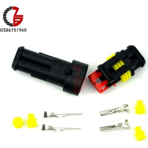 1 Set Waterproof Electrical Wire Connector Plug 2 Pin Way Sealed HID For Car