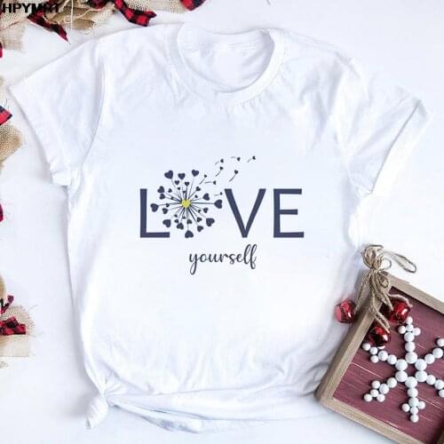 Women Clothing aesthetics Dandelion Love Printing Cute Short Sleeve Summer Clothes Tshirt Female Tee Top Graphic T-shirt Female