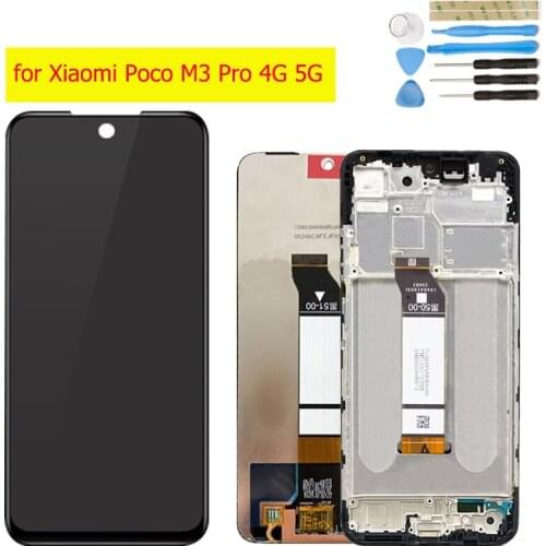 Original for Xiaomi Poco M3 Pro 4G 5G LCD Display Screen Frame Touch Digitizer Assembly LCD Display 10 Point Touch Repair Parts
