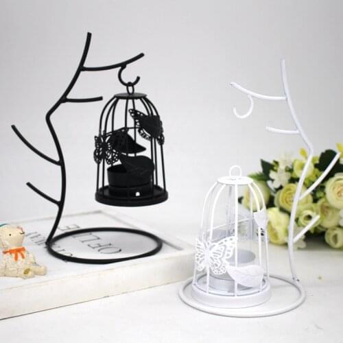 1PC European Tree Branch Birdcage Candle Holder Iron Lantern Model Living Room Creative Candle Stick Home Decoration MK 030