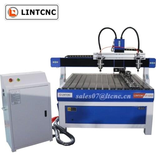 1212 9012 6012 1200*1200mm 4 Axid 3D Woodworking Machine CNC Router with 2 Spindles for Wood, Acrylic, MDF, Aluminum, Copper