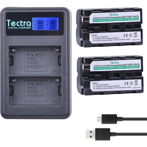 2Pcs NP-F550 NP-F570 NPF550 NPF50 Battery + LED USB Dual Charger for Sony CCD-SC5 CCD-TRV80PK DCR-TRV820 CCD-TR67 Battery
