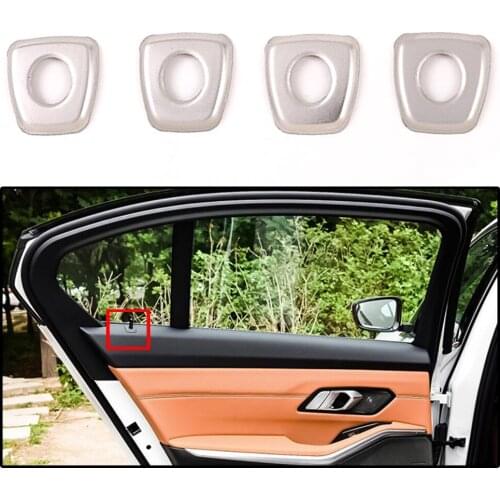 4Pcs Silver Stainless Steel Car Interior Door Lock Pin Button Knob Cover Trim Decoration Frame Ring fit for BMW 3 Series 2020