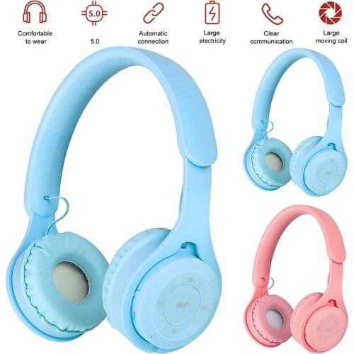 5.0 Bluetooth Kids Girls Earphone Wireless Stereo Headphone Colorful Noise Canceling Music Headset Portable Audio Accessories