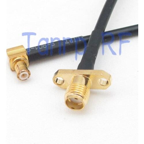 6in SMA female with 2 hole panel to MCX male right angle RF connector adapter 15CM Pigtail coaxial jumper cable RG174 extension