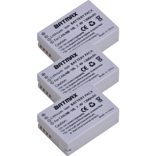 3Pcs NB-10L NB 10L NB10L Rechargeable Camera Battery for Canon SX40 HS SX40HS SX50 HS SX50HS G1 X G1X G15 G16 SX60 HS G3X