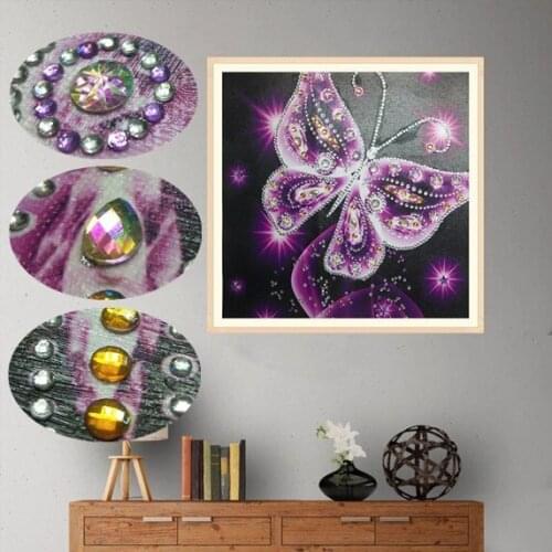 5D Pink Butterfly Special Shaped Diamond Painting Rhinestone Diamond Embroidery Animal Diamond Shiny Cross Stitch Home Decor