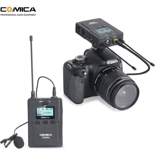 Comica CVM-WM200C 96-Channel UHF Wireless Lavalier Microphone System for Canon Nikon DSLR Cameras,XLR Camcorders & Smartphones