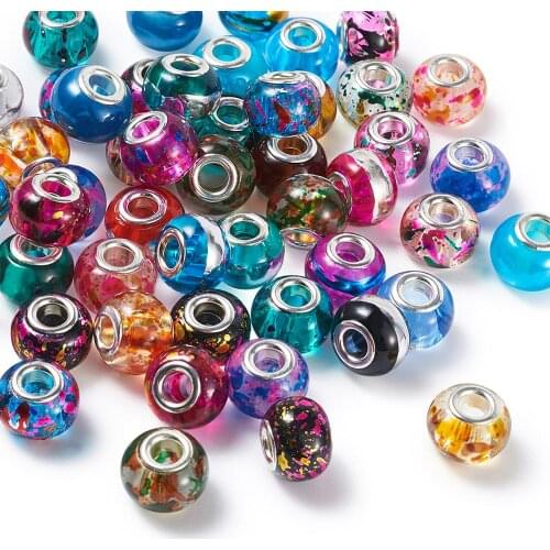 1Bag Rondelle Glass European Beads Large Hole Spacer Beads Fit Bracelet Necklace for DIY Jewelry Making Accessories Mixed Color