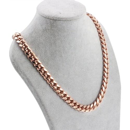 Mens Curb Cuban Necklace Chain Rose gold Stainless Steel Necklaces Accesories for Men women Punk Fashion Jewelry customizable