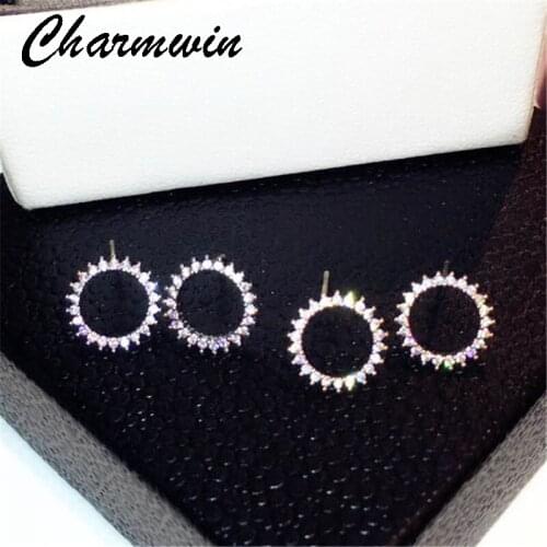 Charmwin New Stud Earrings Fashion Jewelry Super Flash Simple Earrings Women PE1365