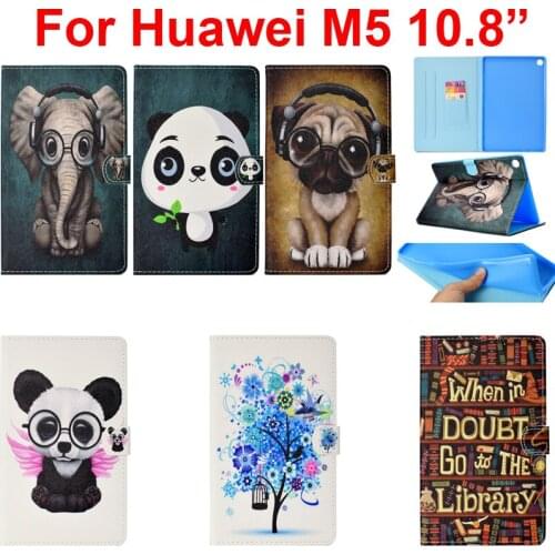 Case for Huawei Mediapad M5 10.8 cover fundas for Huawei M 5 10.8 inch Pouch Bag Card Slot Holder Soft TPU Panda Dog Printing