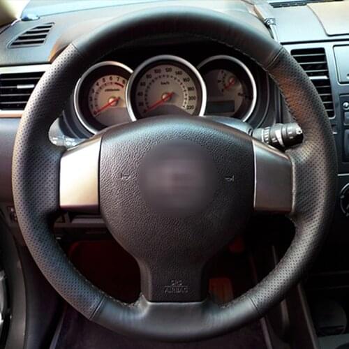 Black Artificial Leather Steering Wheel Cover for Nissan Tiida 2004-2010 Sylphy 2006-2011 Versa 2007-2011 Versa Note