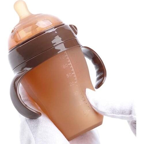 Baby Silicone Bottle Anti Colic Air Vent Wide Neck Natural Nursing Feeding Bottle For Newborn Infant 0-36 Month BPA Free 260ml