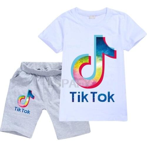 Children Clothing Set Summer TIK TOK Toddler Girls Clothes T-shirt+Shorts Suit Kids Clothes Tracksuit Suit Girls Clothing Sets