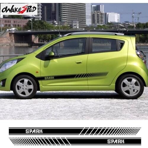 Racing Styling Sport Stripes Car Door Skirt Sticker For Chevrolet Spark Auto Body Both Side Decor Accessories Vinyl Decals