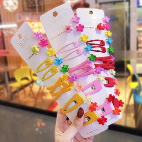 Ins Fashion 10/17 Pcs/Set Women Girls Candy Colors Flower Geometric Hair Clips Sweet Hair Ornament Hairpins Hair Accessories