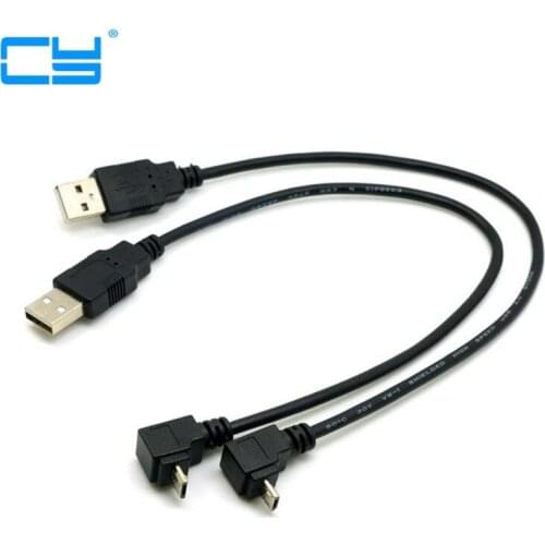 USB 2.0 Male to Micro USB Up & Down Angled 90 Degree Cable 20cm for Cell Phone Tablet MicroUSB Angled Cable