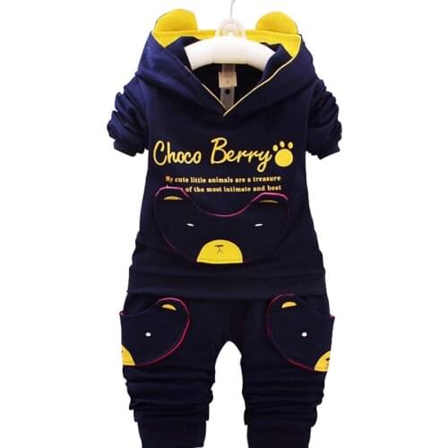 2020 New Chidren Kids Boys Clothing Set Autumn Winter 2 Piece Sets Hooded Coat Suits Baby Boys Fall Clothes 12 Month-3 Years Old