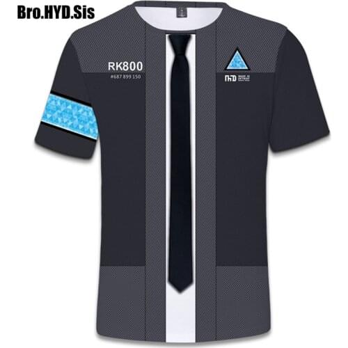 Cool Detroit: Become Human 3D Print T-shirt Men Boys Teens Summer Tops Hip Hop Tee Shirts Short Sleeves Cosplay Clothes 4XL