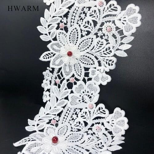 10yard 14cm White 3d Lace Fabric Ribbon Trim With Beads Wedding Skirt Clothes Accessories Pillow Curtains BarCode Milk Geometric