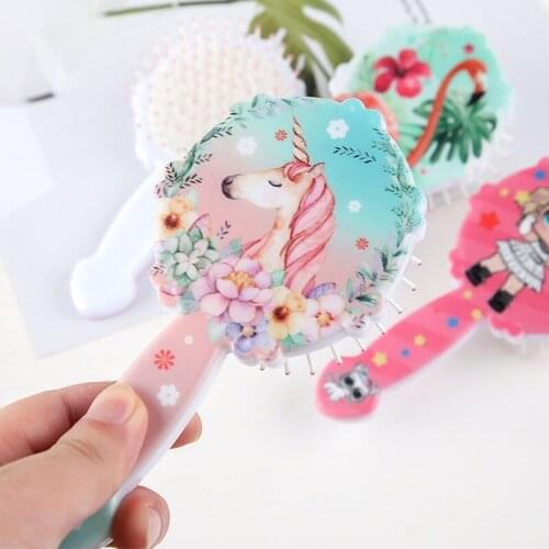 Cartoon Comb Airbag Massage Unicorn Haircare Anti-knotted Reduce Hairloss for Girls Scalp Styling Tool for Detangling Brush