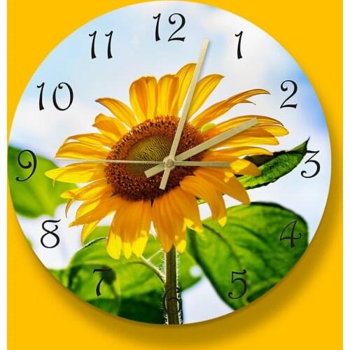 Sunflower Wall Clock Sunflower Field Landscape Wall Clock Modern Design Tropical Wall Art Yellow Floral Home Decor Nordic Art