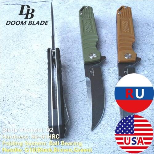 New self-defense outdoor wear practical folding knife D2 steel blade hunting outing fishing sharp knife fruit folding knife