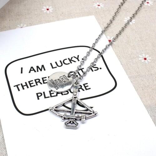 New Fashion The Walking Dead Necklace Pendants Short Long Women Men Collar Gift Jewelry Choker Keep calm and kill bow