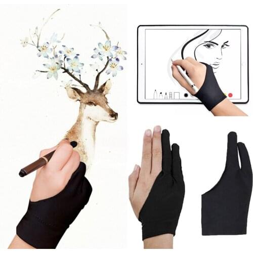 1Pcs Artist Drawing Glove for Any Graphics Drawing Table 2 finger Anti-Fouling Both for Right And Left Hand Drawing Gloves