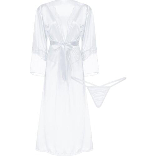 Sexy Women Robe Bathrobe Bride Bridesmaid Wedding White Robe Sleepwear Set Lace Trim Sleepwear Casual Home Clothes Nightwear